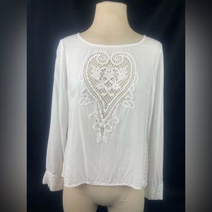 B.C.B.E. White see thru long sleeve CUTE top Sz M
